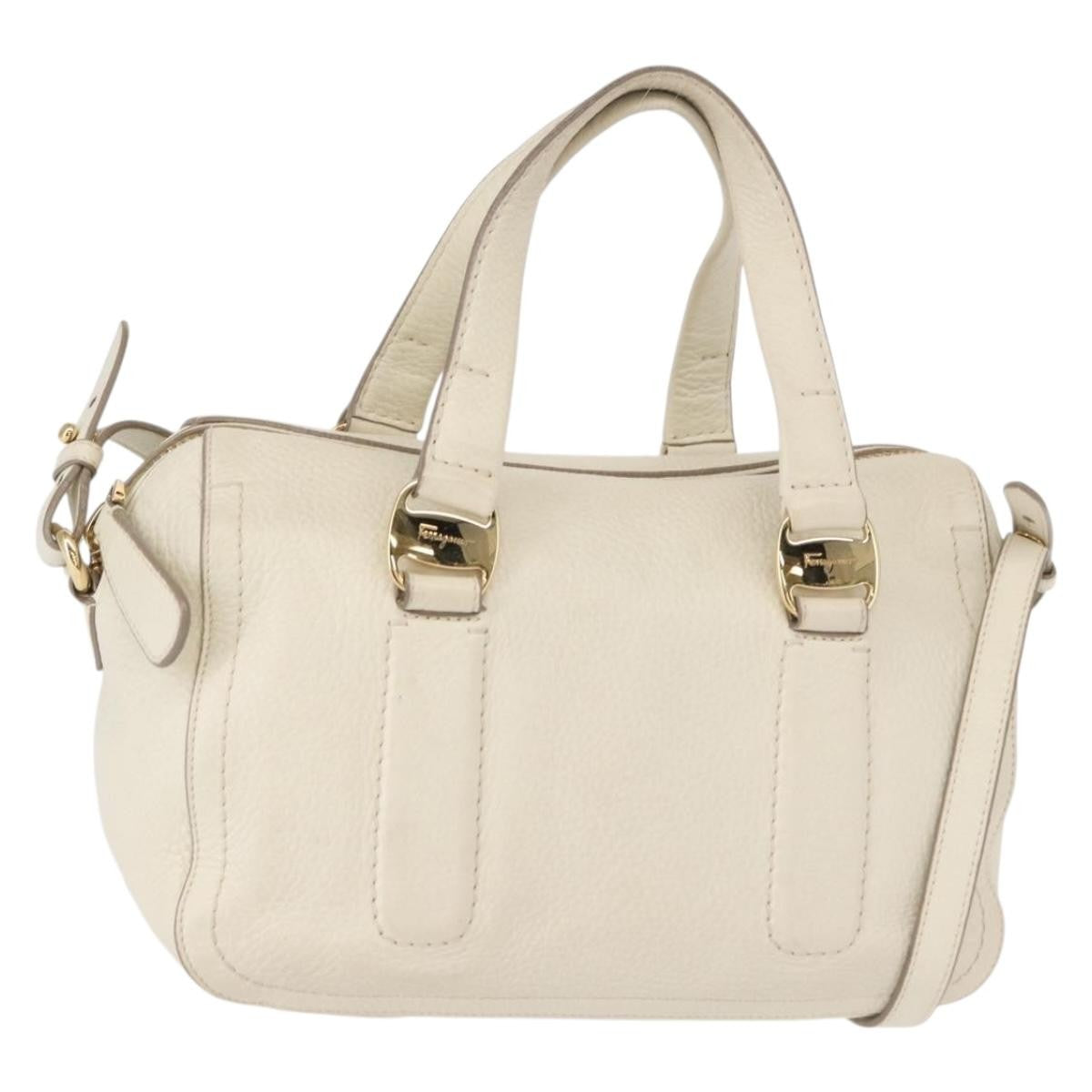 Salvatore Ferragamo Vala Handbag Leather, WHITE, LEATHER, Handbag