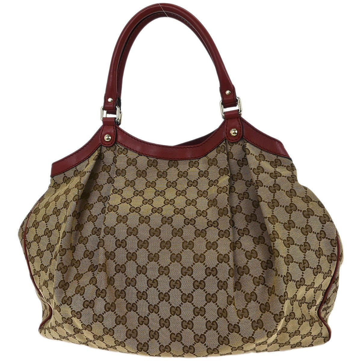 Gucci Sukey Tote GG Canvas with Leather, BROWN, CANVAS, Tote bag