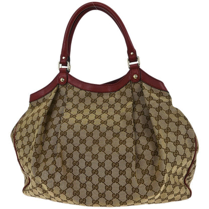 Gucci Sukey Tote GG Canvas with Leather, BROWN, CANVAS, Tote bag