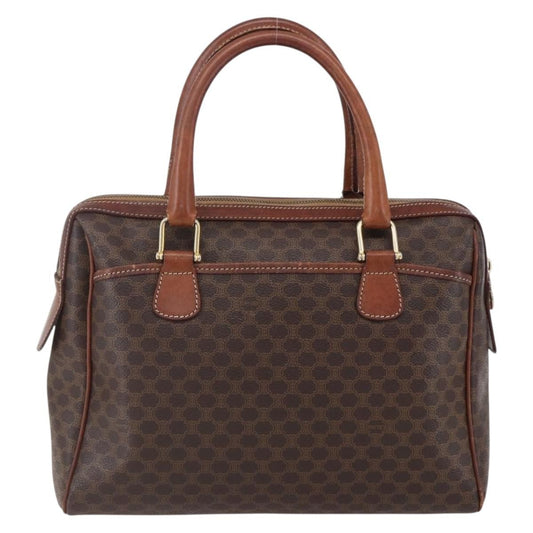 Celine Vintage Macadam Handbag Canvas and Leather, BROWN, CANVAS, Handbag