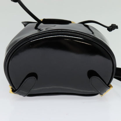 Salvatore Ferragamo Gancini Flap Drawstring Backpack Patent leather, BLACK, PATENT_LEATHER, Backpack