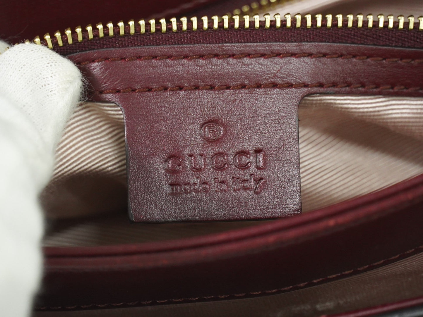 Gucci Arli Shoulder Bag Leather, BURGUNDY, LEATHER, Shoulder bag