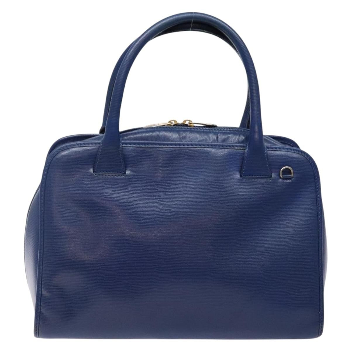 Celine Circle Logo Handbag Leather, BLUE, LEATHER, Handbag