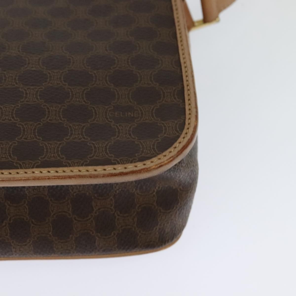 Celine Vintage Macadam Shoulder Bag Canvas and Leather, BROWN, CANVAS, Shoulder bag