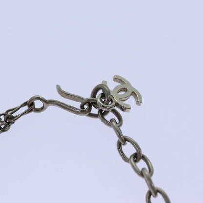 Chanel Camellia CC Long Necklace Metal with Faux Pearls, SILVER, METAL, Necklace