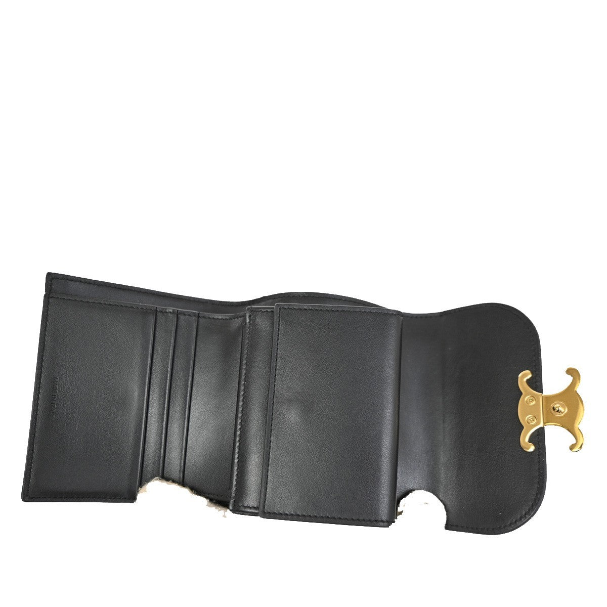 Celine Triomphe Trifold Wallet Leather, BLACK, LEATHER, Wallets