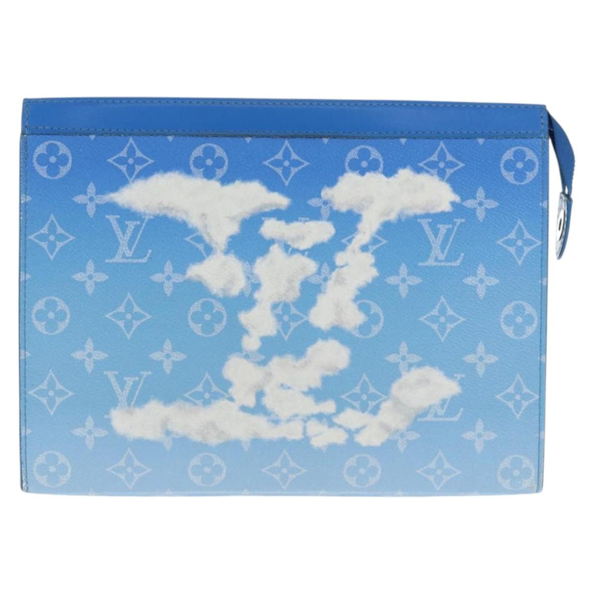 Louis Vuitton Pochette Voyage Limited Edition Monogram Clouds, BLUE, PVC, Clutche & pouche