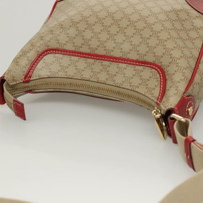 Celine Macadam Shoulder Bag Canvas, BEIGE, CANVAS, Shoulder bag