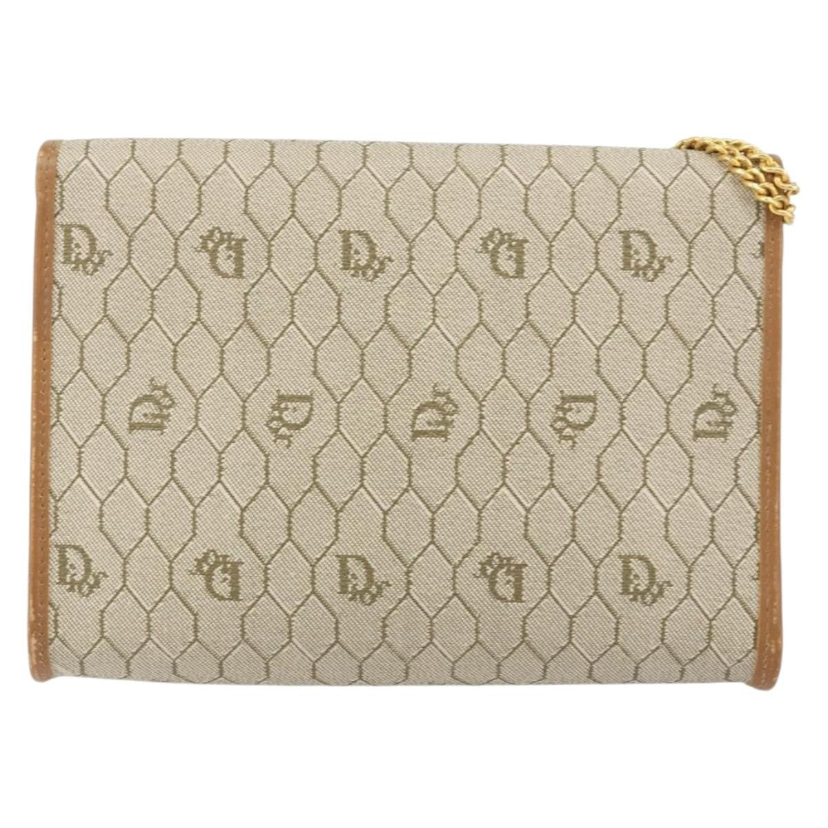Christian Dior Vintage Honeycomb chain Canvas, BEIGE, CANVAS, Shoulder bag