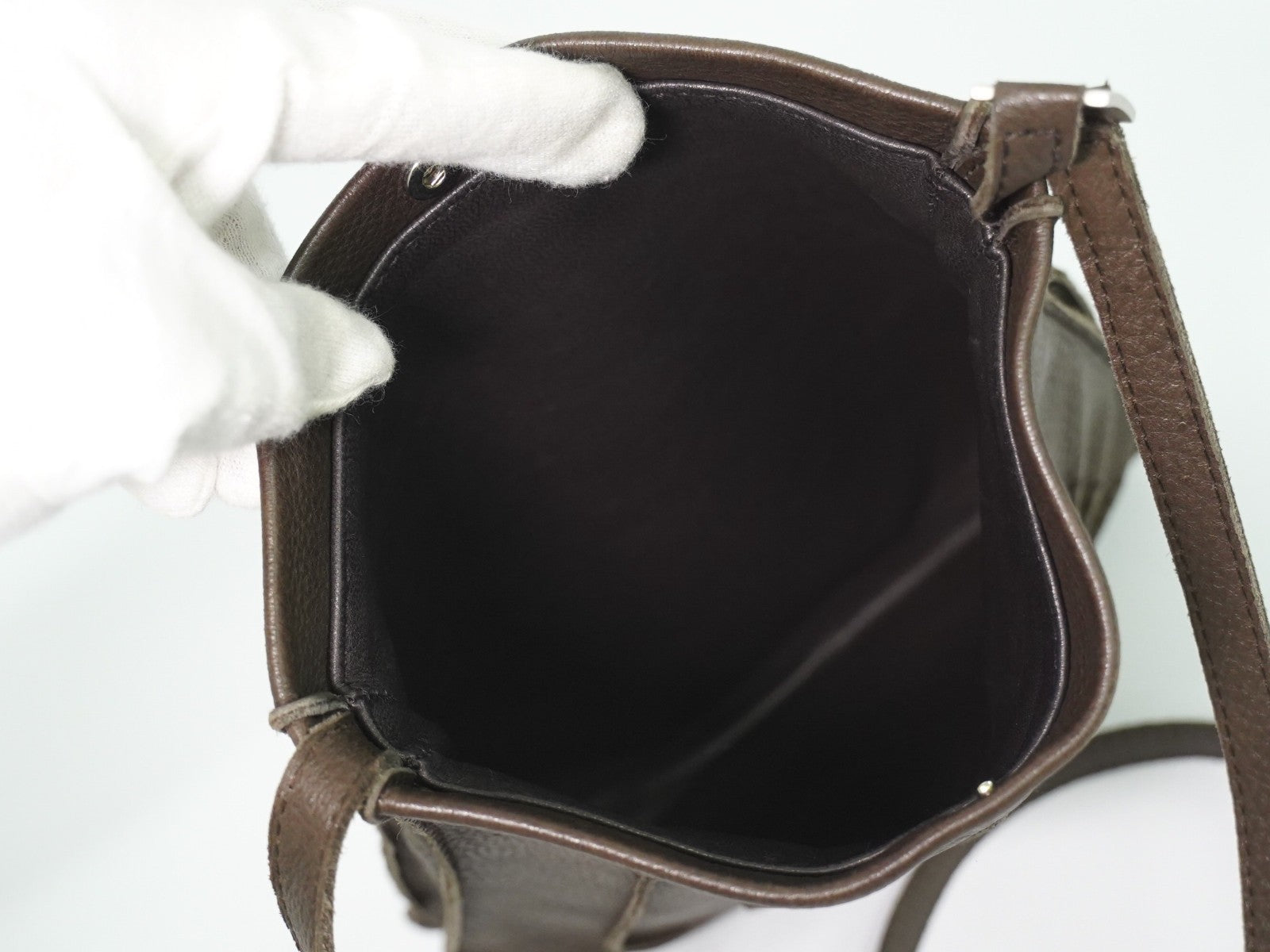 Hermes Toudou Messenger Bag Leather, BROWN, LEATHER, Crossbody bag