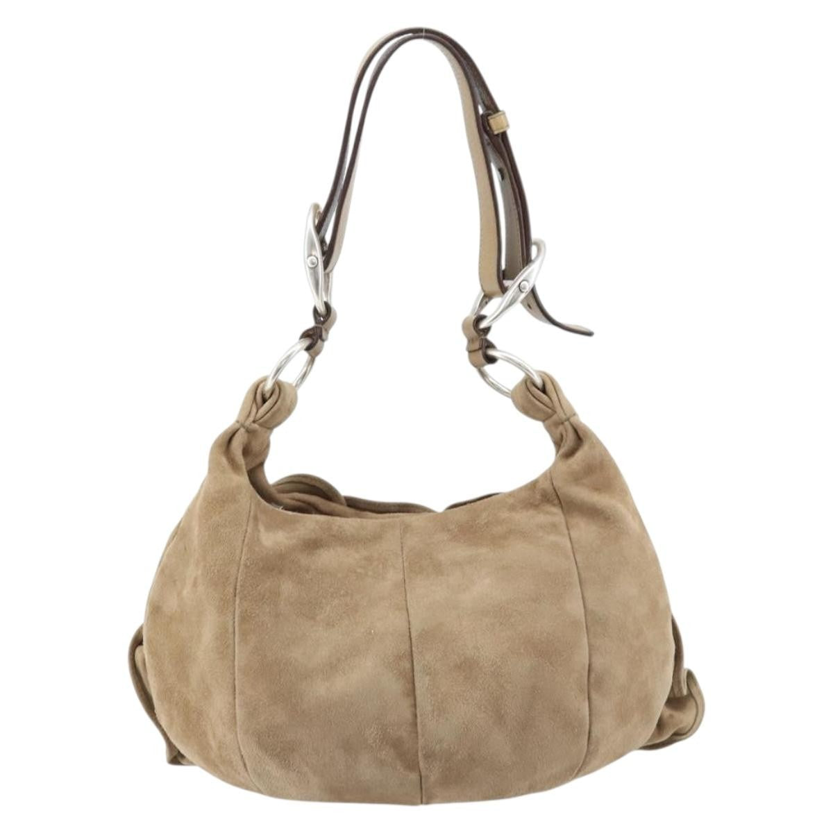Saint Laurent Vintage Shoulder Bag Suede, BEIGE, SUEDE, Shoulder bag