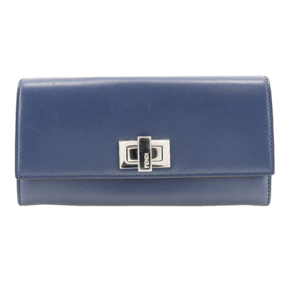 Fendi Peekaboo Wallet Leather, NAVY, LEATHER, Wallets