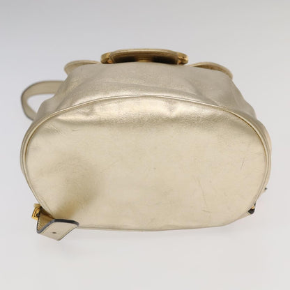 Salvatore Ferragamo Gancini Backpack Leather, GOLD, LEATHER, Backpack