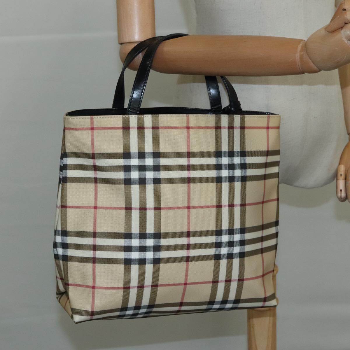 Burberry Top Handle Tote Nova Check Canvas, BEIGE, CANVAS, Tote bag