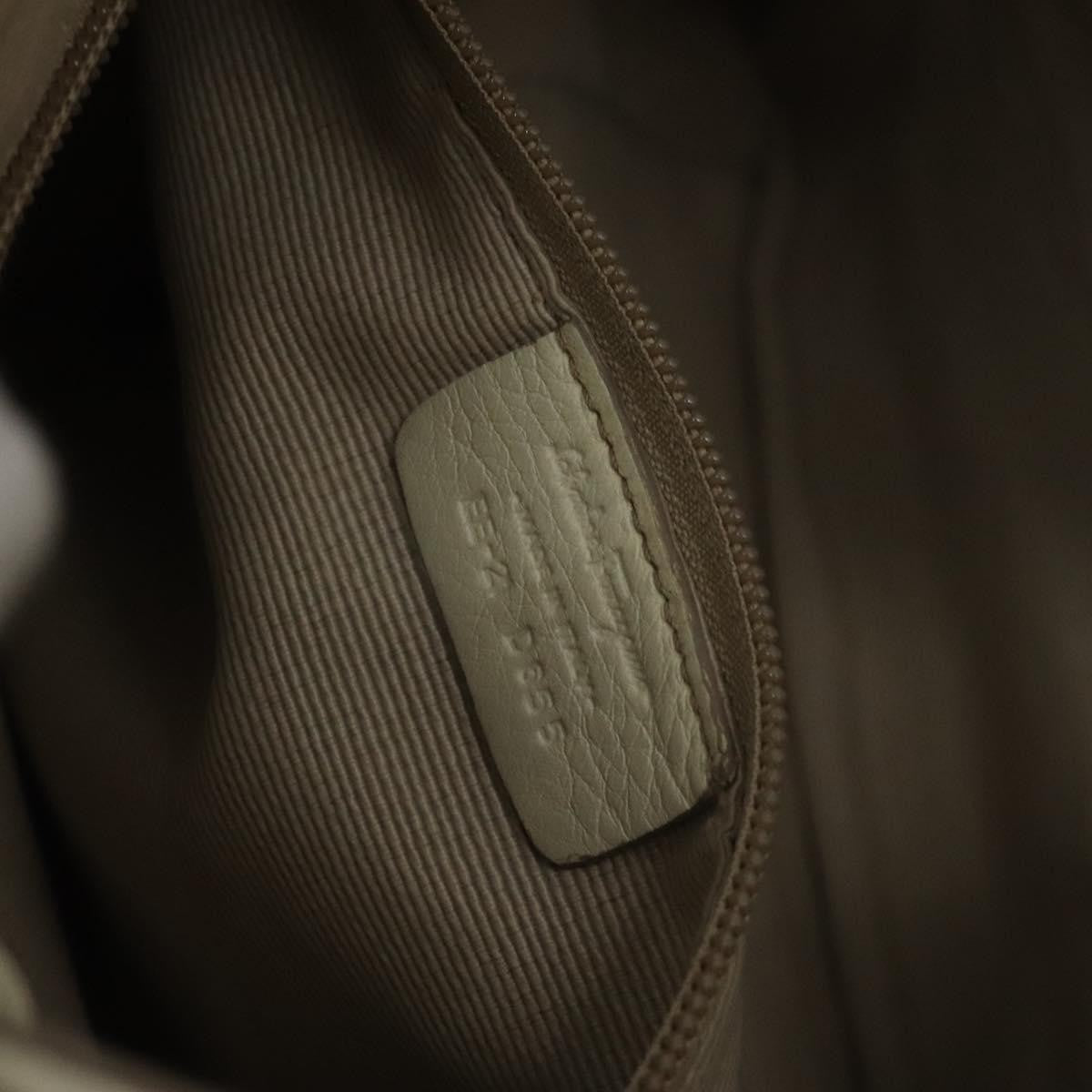 Salvatore Ferragamo Gancini Hobo Stitched Leather, WHITE, LEATHER, Handbag