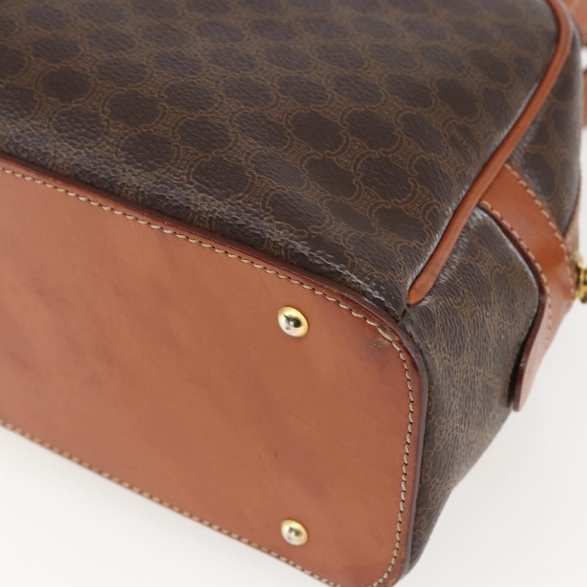 Celine Vintage Macadam Handbag Canvas and Leather, BROWN, CANVAS, Handbag