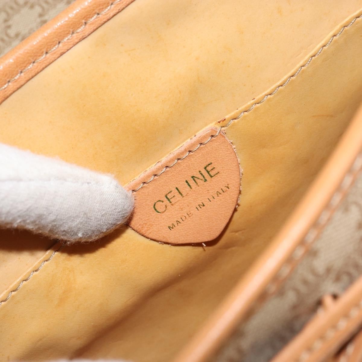 Celine Vintage Macadam Shoulder Bag Canvas and Leather, BEIGE, CANVAS, Shoulder bag