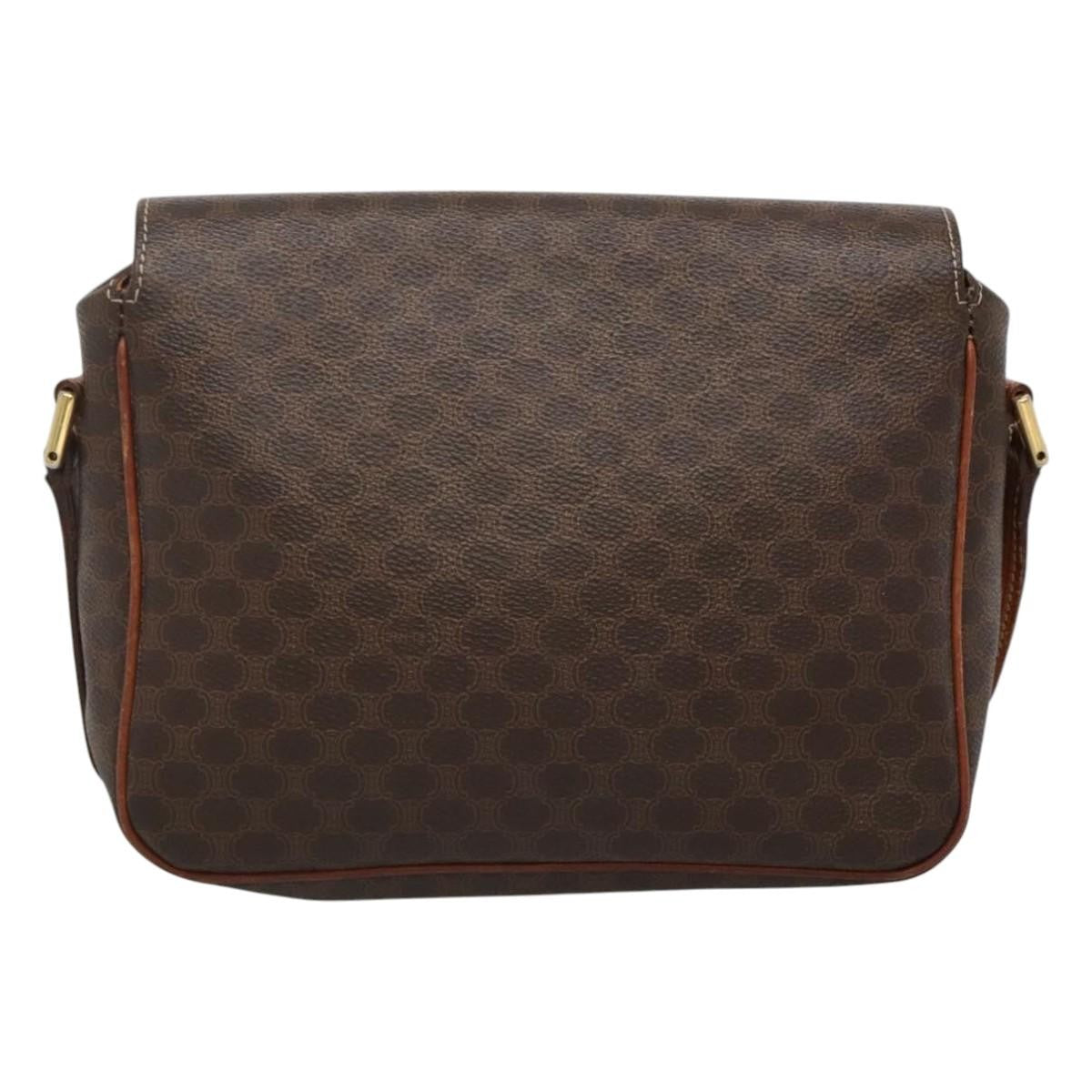 Celine Vintage Macadam Shoulder Bag Canvas and Leather, BROWN, CANVAS, Shoulder bag