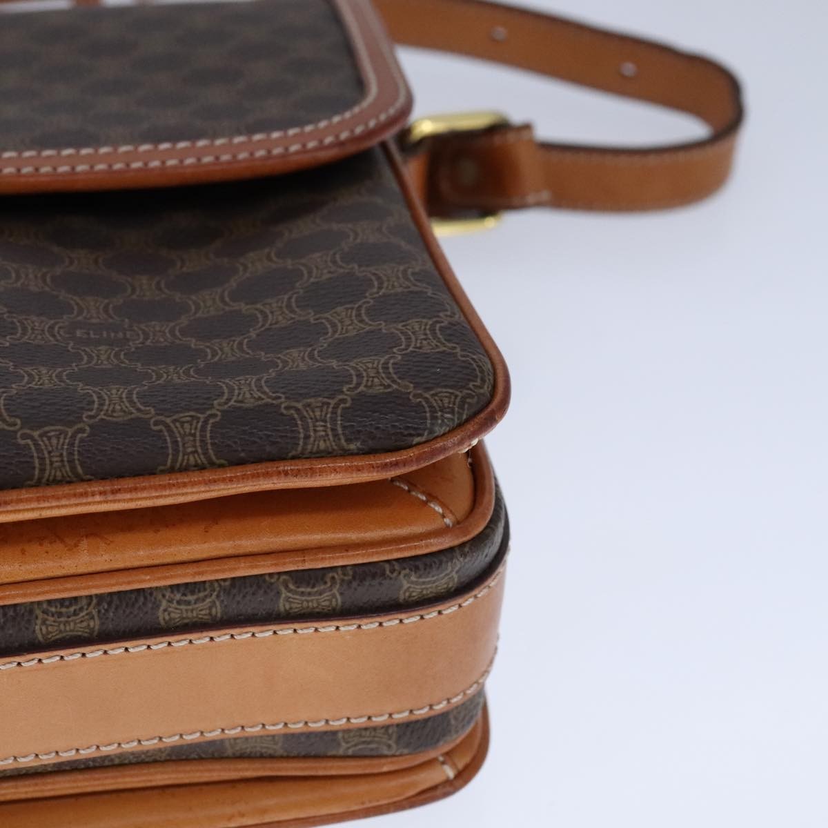 Celine Macadam Shoulder Bag PVC Leather, BROWN, CANVAS, Shoulder bag