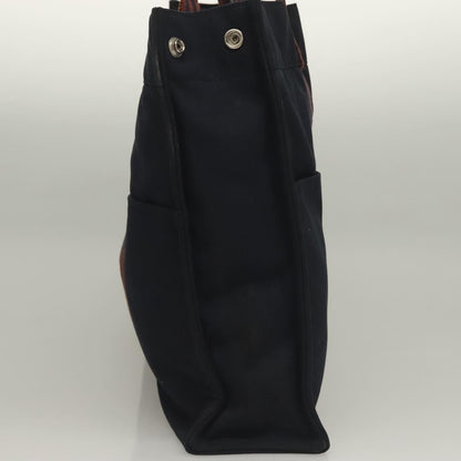 Hermes Fourre Tout Tote Canvas, NAVY, CANVAS, Tote bag