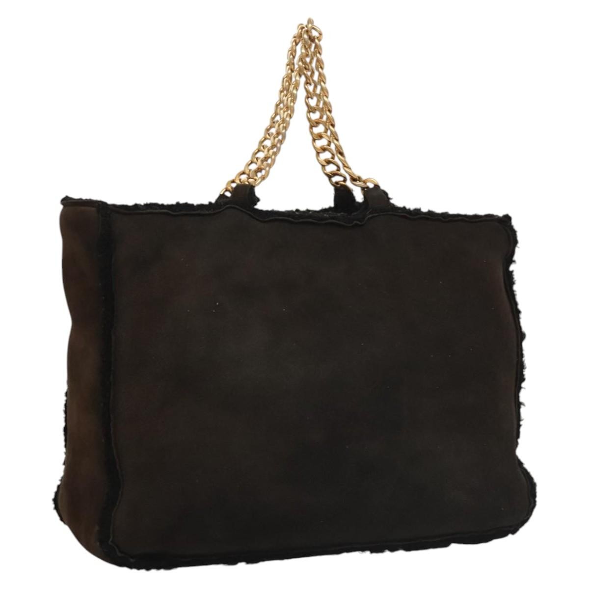 Chanel Chain Handle Bag Leather, BROWN, LEATHER, Tote bag