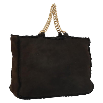 Chanel Chain Handle Bag Leather, BROWN, LEATHER, Tote bag