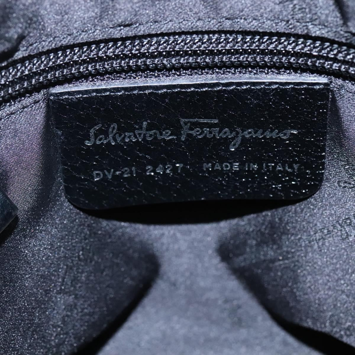 Salvatore Ferragamo Gancini handbag Canvas, BLACK, CANVAS, Handbag