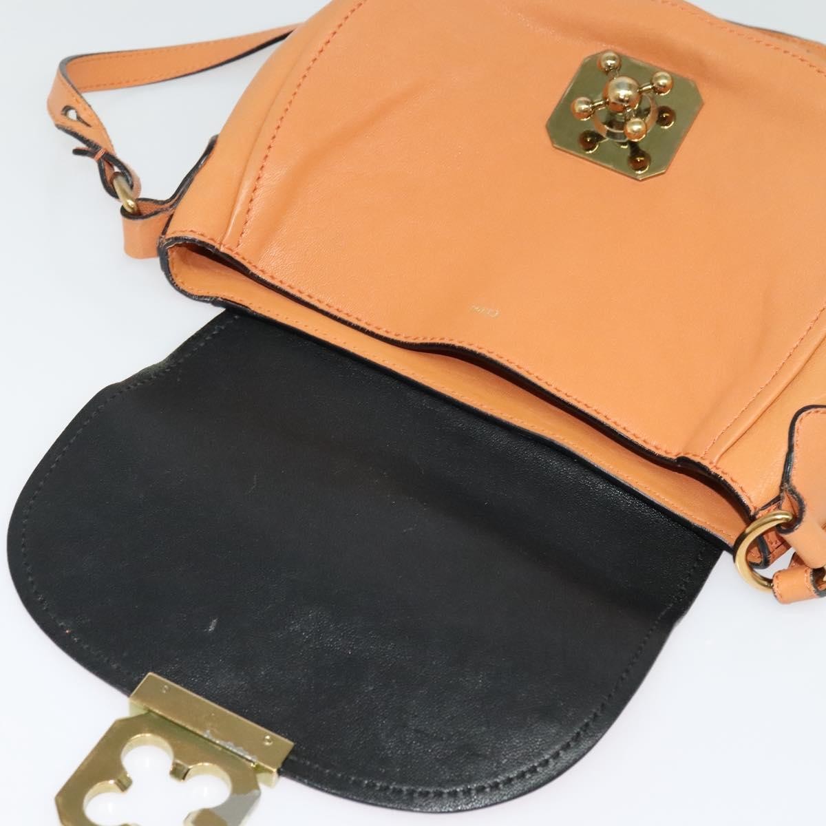 Chloe Elsie Shoulder Bag Perforated Leather, ORANGE, LEATHER, Shoulder bag