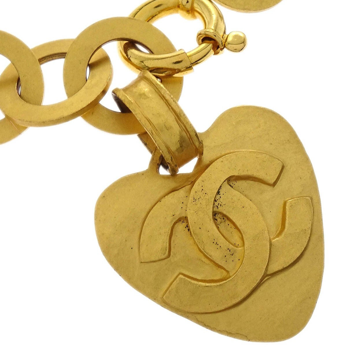 Chanel Vintage CC Heart Pendant Chain Belt Metal, GOLD, GOLD_PLATED, Belts