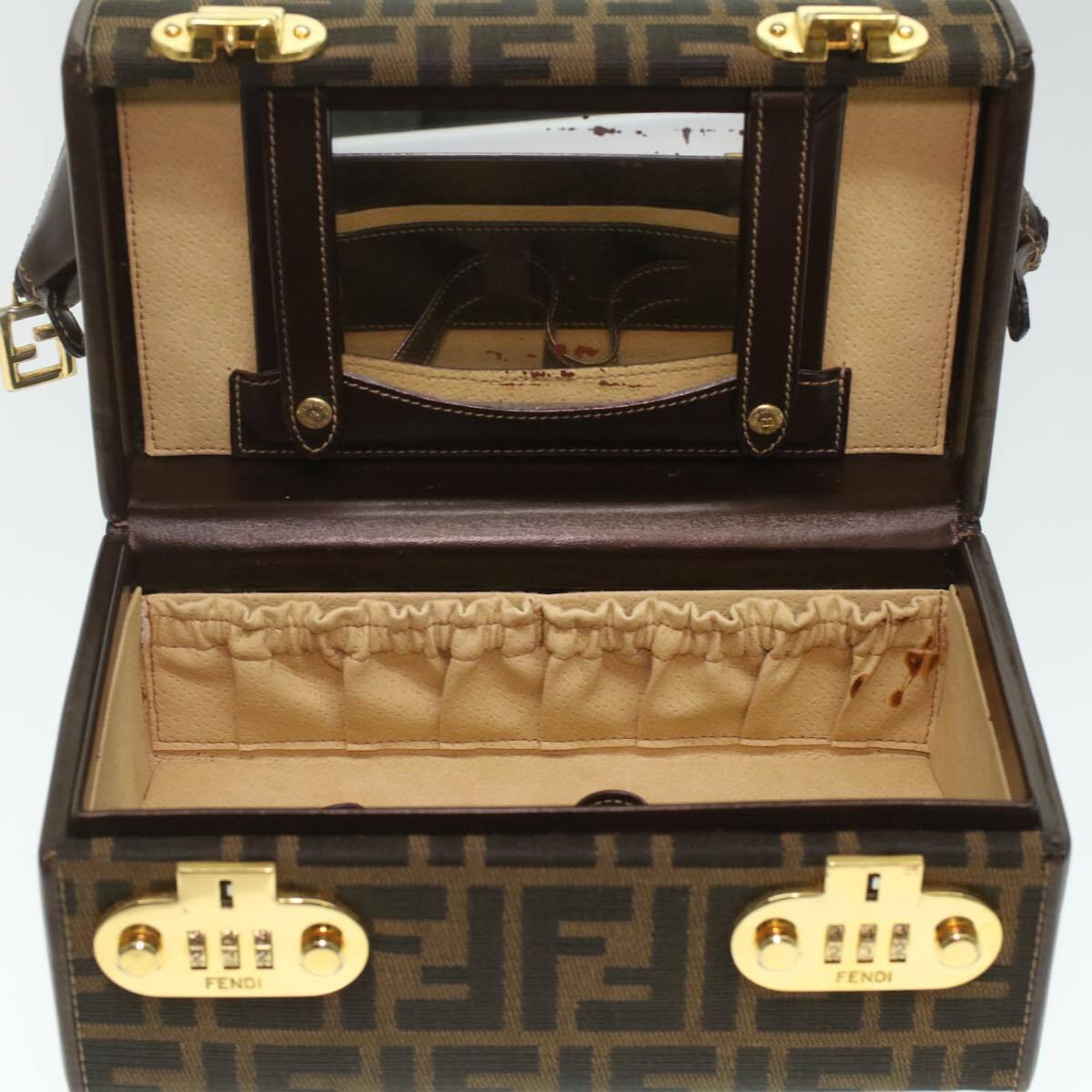 Fendi Vintage Top Handle Lock Box Bag Zucca Canvas, BROWN, CANVAS, Handbag