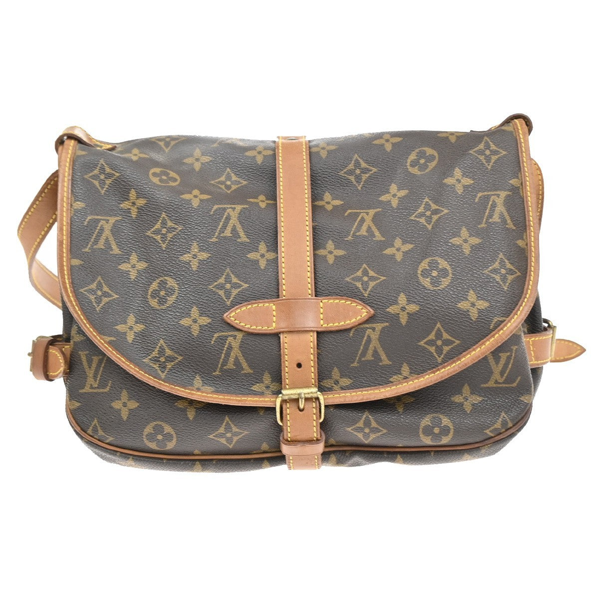 Louis Vuitton Saumur Handbag Monogram Canvas, Brown, Canvas, Shoulder Bag
