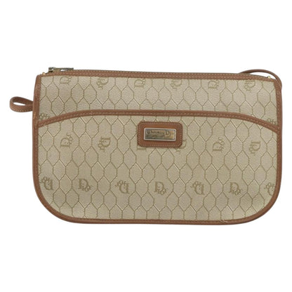 Christian Dior Vintage Honeycomb Shoulder Bag Canvas, BEIGE, CANVAS, Shoulder bag