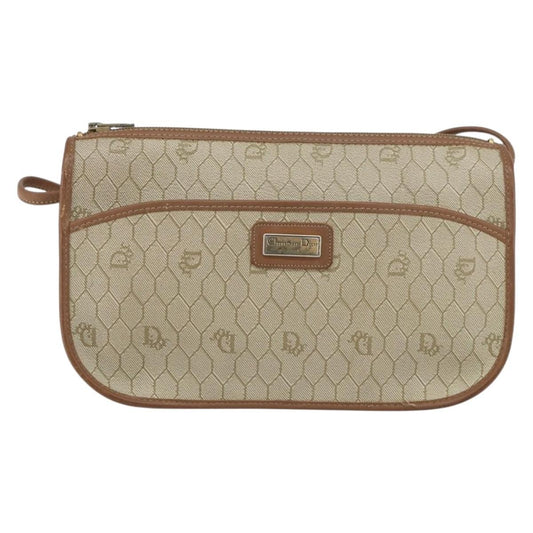 Christian Dior Vintage Honeycomb Shoulder Bag Canvas, BEIGE, CANVAS, Shoulder bag