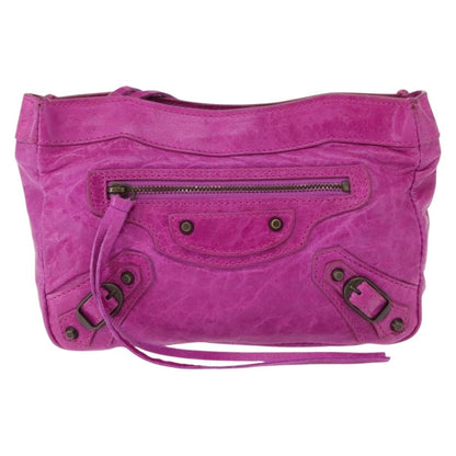Balenciaga Classic Studs Cosmetic Pouch Leather, PURPLE, LEATHER, Clutche & pouche
