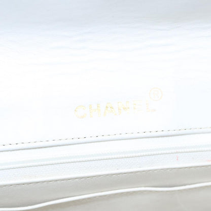 Chanel Flap Clutch Shearling, WHITE, LEATHER, Clutche & pouche