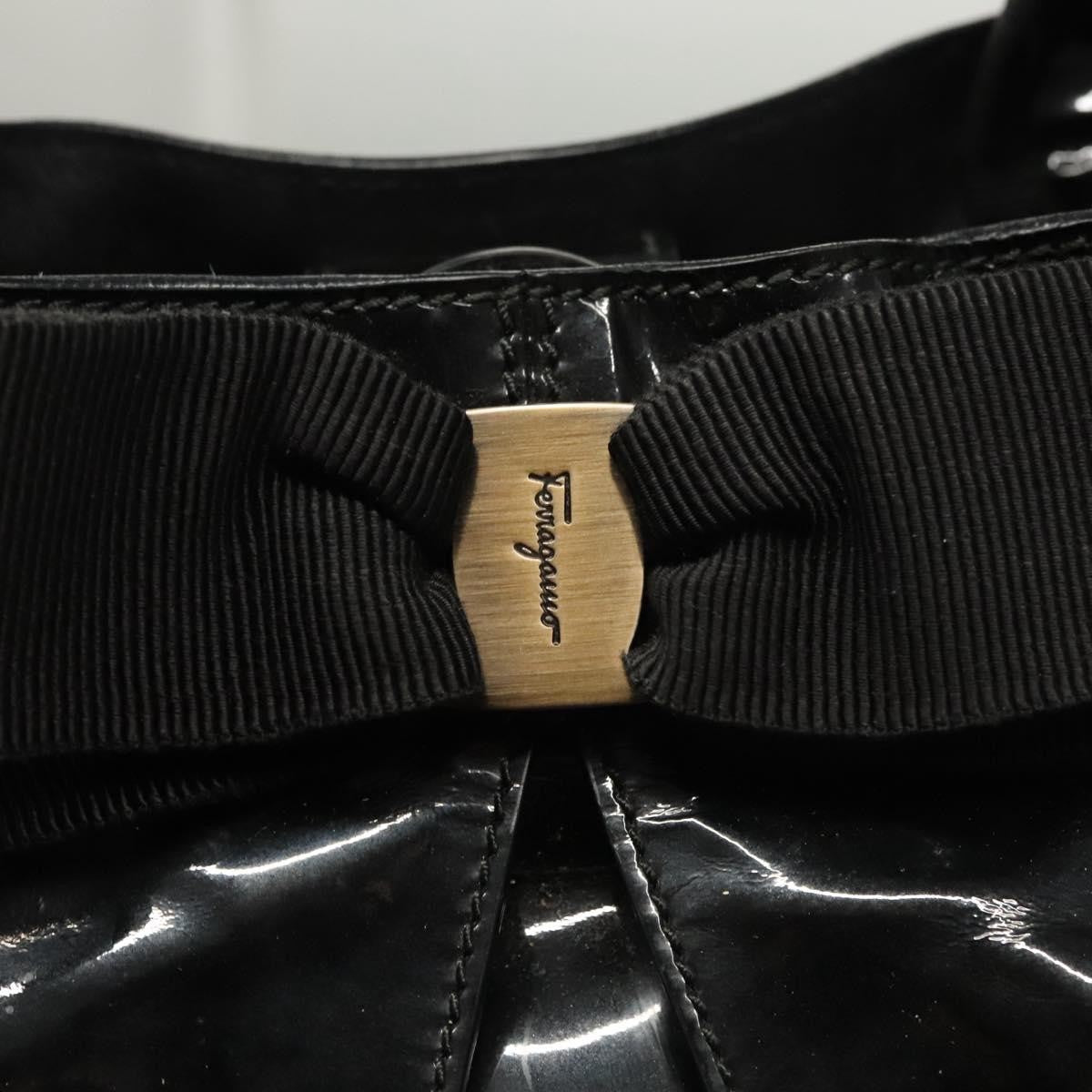 Salvatore Ferragamo Vara Tote Patent Leather, BLACK, PATENT_LEATHER, Tote bag