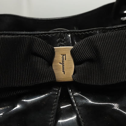 Salvatore Ferragamo Vara Tote Patent Leather, BLACK, PATENT_LEATHER, Tote bag