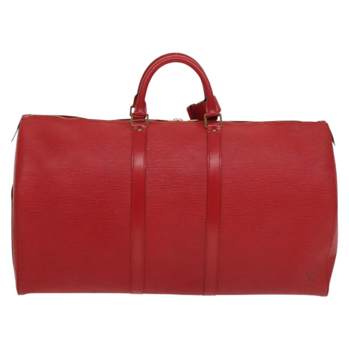Louis Vuitton Keepall Bag Epi Leather, RED, LEATHER, Travel bag