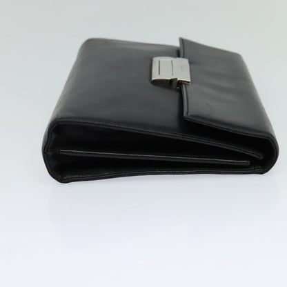 Salvatore Ferragamo Vintage Gancini Pochette Leather, BLACK, LEATHER, Clutche & pouche
