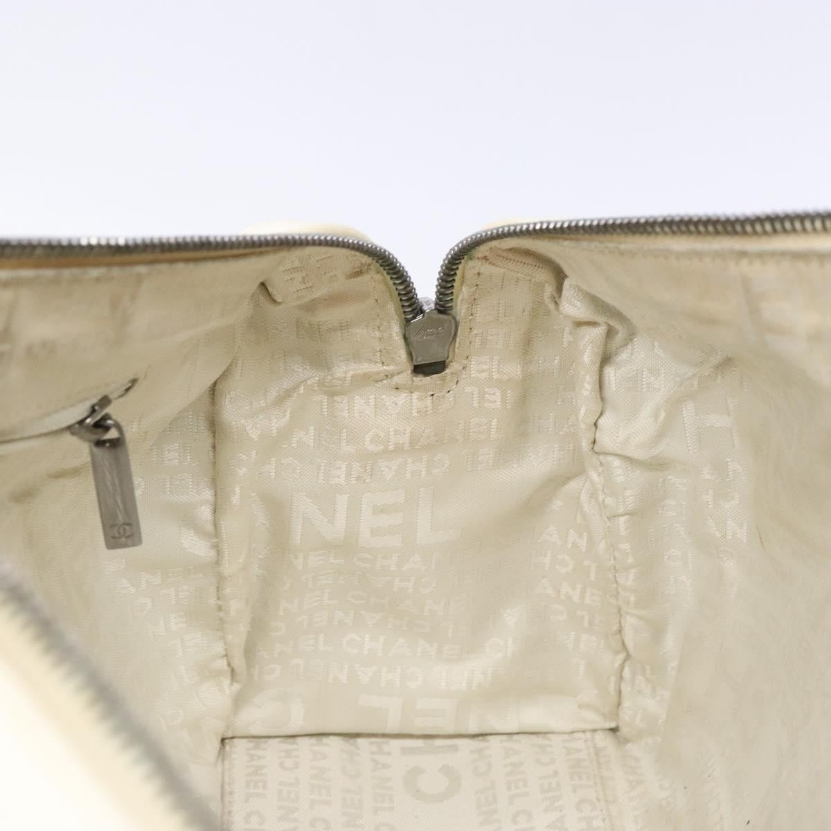 Chanel Square Stitch Duffle Bag Quilted Caviar, WHITE, LEATHER, Travel bag