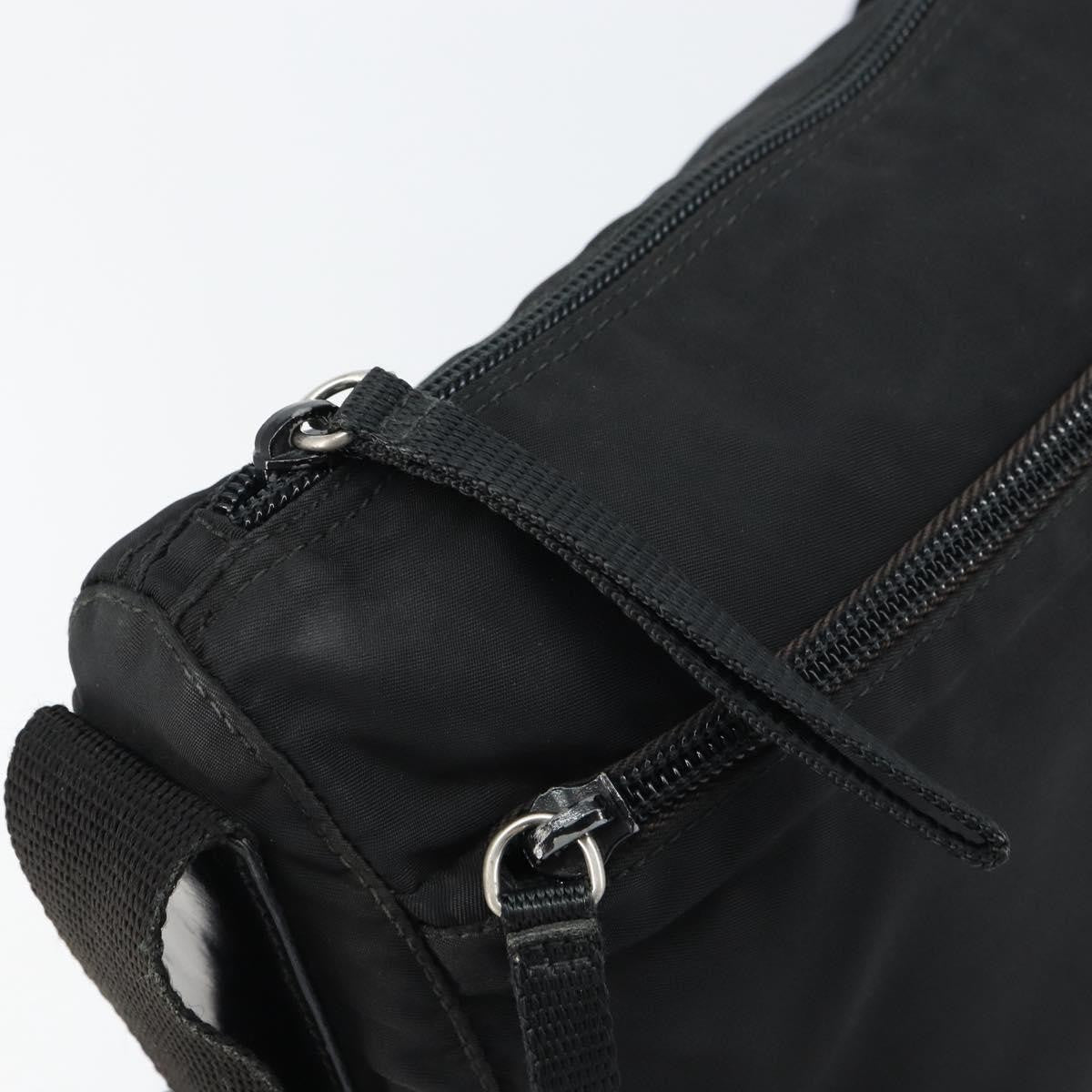 Prada Front Zip Messenger Bag Tessuto, BLACK, NYLON, Shoulder bag
