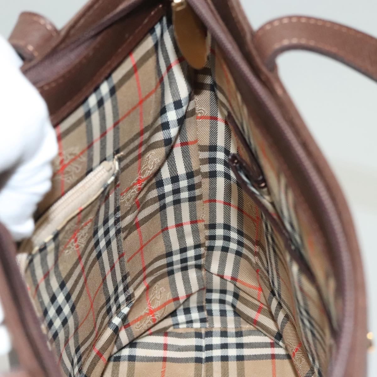 Burberry Handle Tote Leather, BROWN, LEATHER, Tote bag