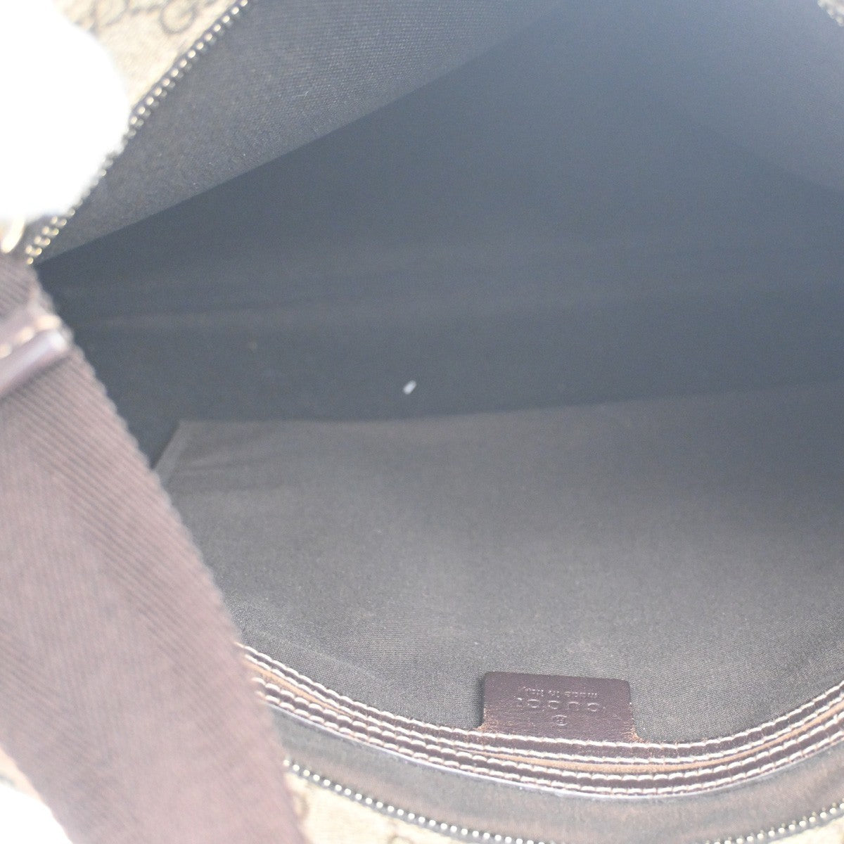 Gucci Zip Top Messenger Bag GG Coated Canvas, BROWN, CANVAS, Shoulder bag