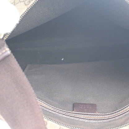 Gucci Zip Top Messenger Bag GG Coated Canvas, BROWN, CANVAS, Shoulder bag