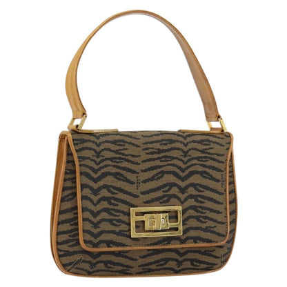 Fendi Vintage Tiger Print Shoulder Bag Canvas, GOLD, CANVAS, Shoulder bag