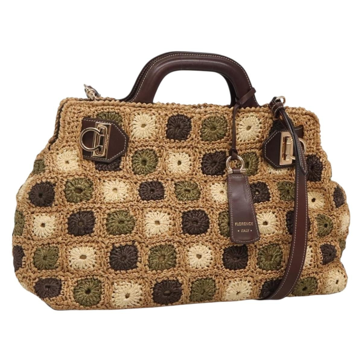 Salvatore Ferragamo Soft W Tote RAFFIA, BROWN, WOOD, Tote bag