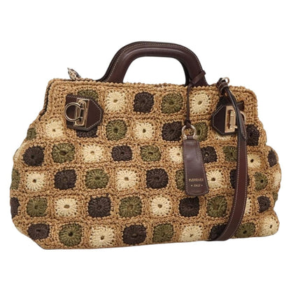 Salvatore Ferragamo Soft W Tote RAFFIA, BROWN, WOOD, Tote bag