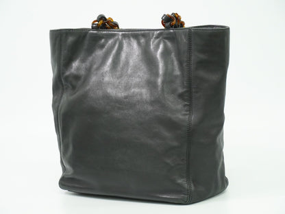 Chanel Vintage CC Resin Chain Tote Leather, BLACK, LEATHER, Tote bag