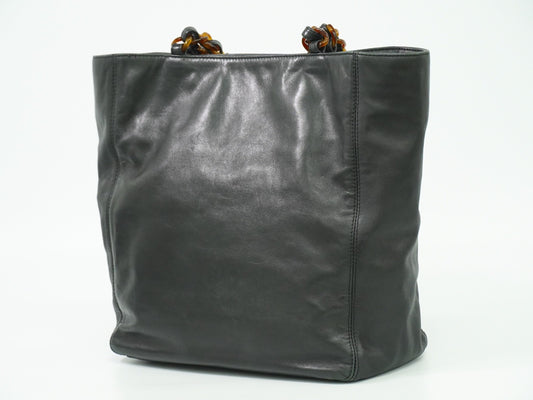 Chanel Vintage CC Resin Chain Tote Leather, BLACK, LEATHER, Tote bag