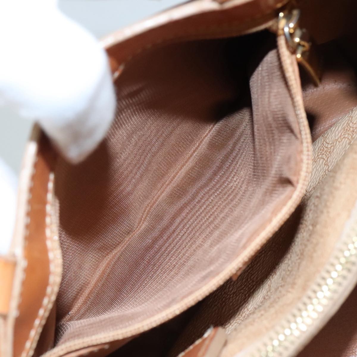 Celine Vintage Macadam Handbag Macadam, "Beige,Brown,Gold", PVC,Leather,Canvas, Handbag